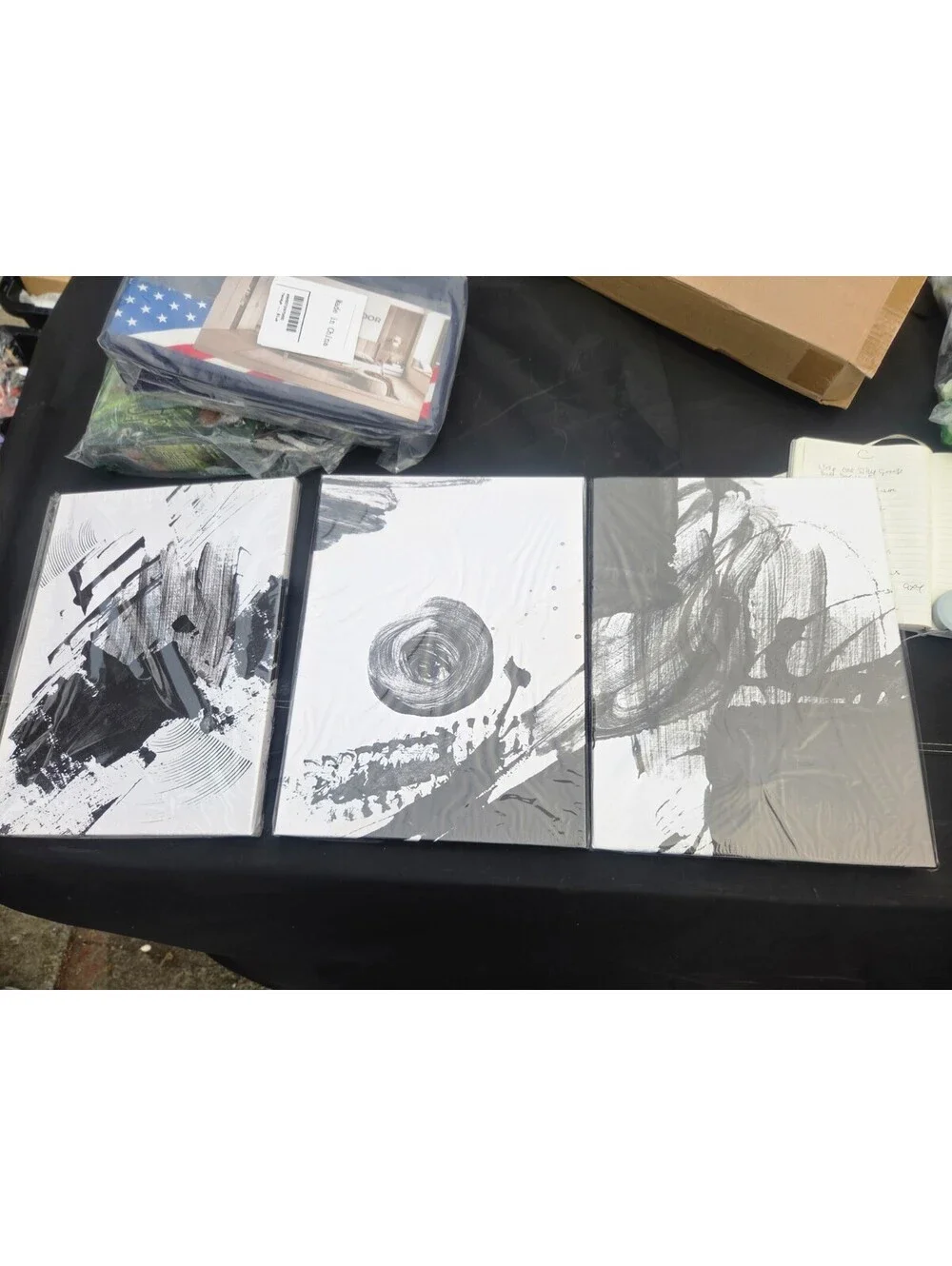 Black and white abstract picture frames 12 X 16 Three piece